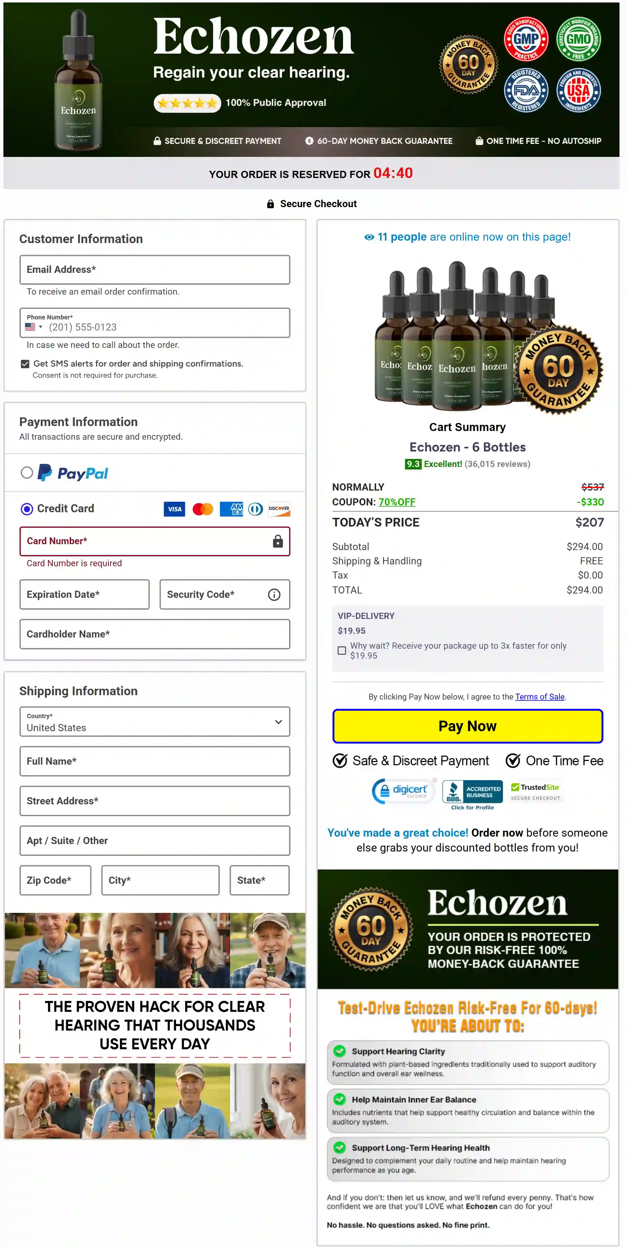 secure checkout page